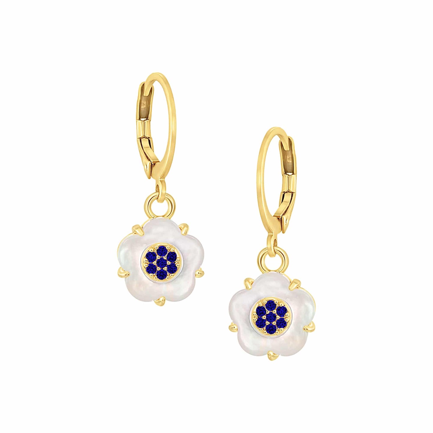 Cameo Medium CZ-Filled Mother-of-Pearl Flower Earring - E5302