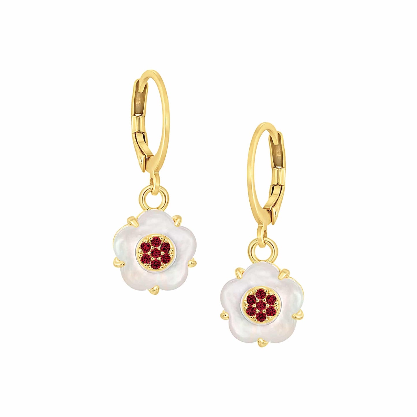 Cameo Small CZ-Filled Mother-of-Pearl Flower Earring - E5301