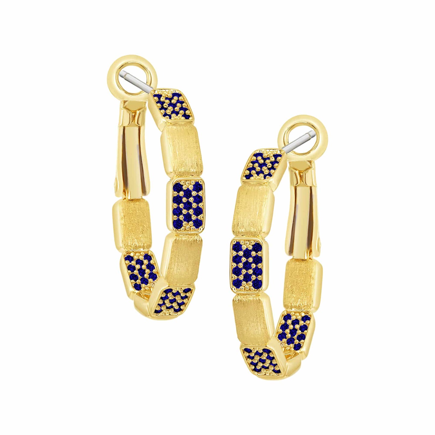 Cameo Matte & CZ Blocks Huggie Earring - E5307
