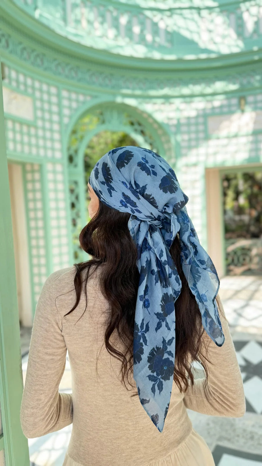 The Scarf Bar Indigo Bloom Headscarf - TSB-06-AW26