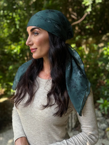 The Scarf Bar Emerald Bloom Headscarf - TSB-05-AW26