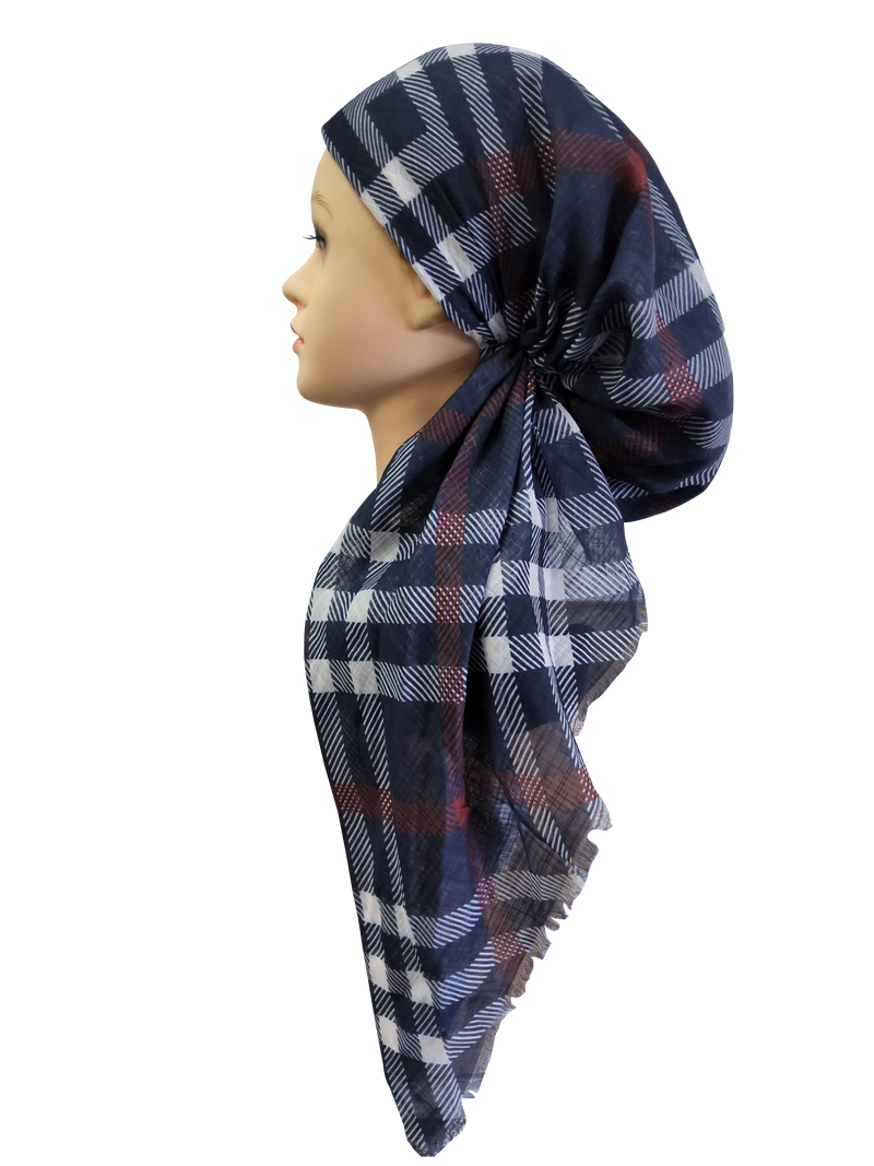 Revaz Plaid Pretied Headscarf - HS716