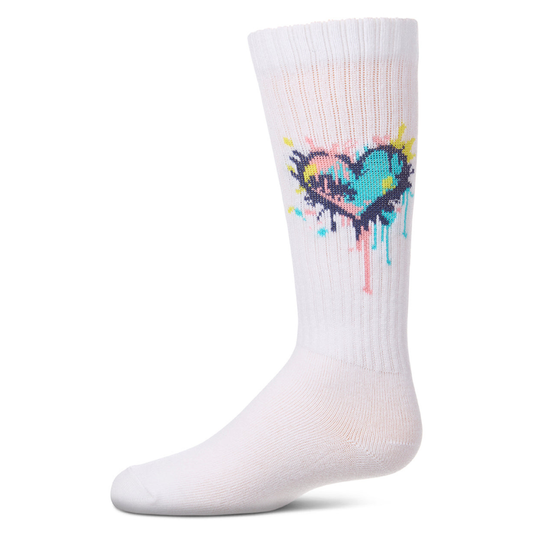 Memoi Splatter Colorful Heart Knee High - MKF-7231