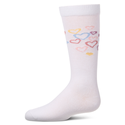 Memoi Overlapping Fun Heart Knee High - MKF-7240