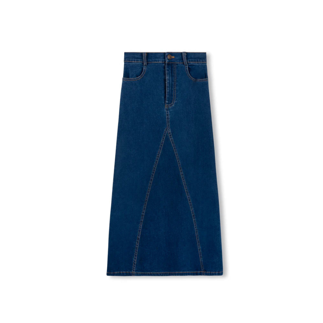 Vibe Pocket V Seam Denim Skirt - C-26367