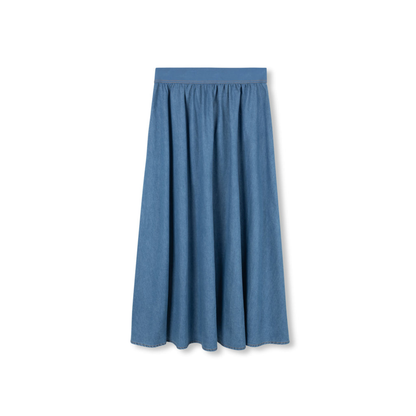 Vibe Denim Wide Elastic Band Midi Skirt - C-24000