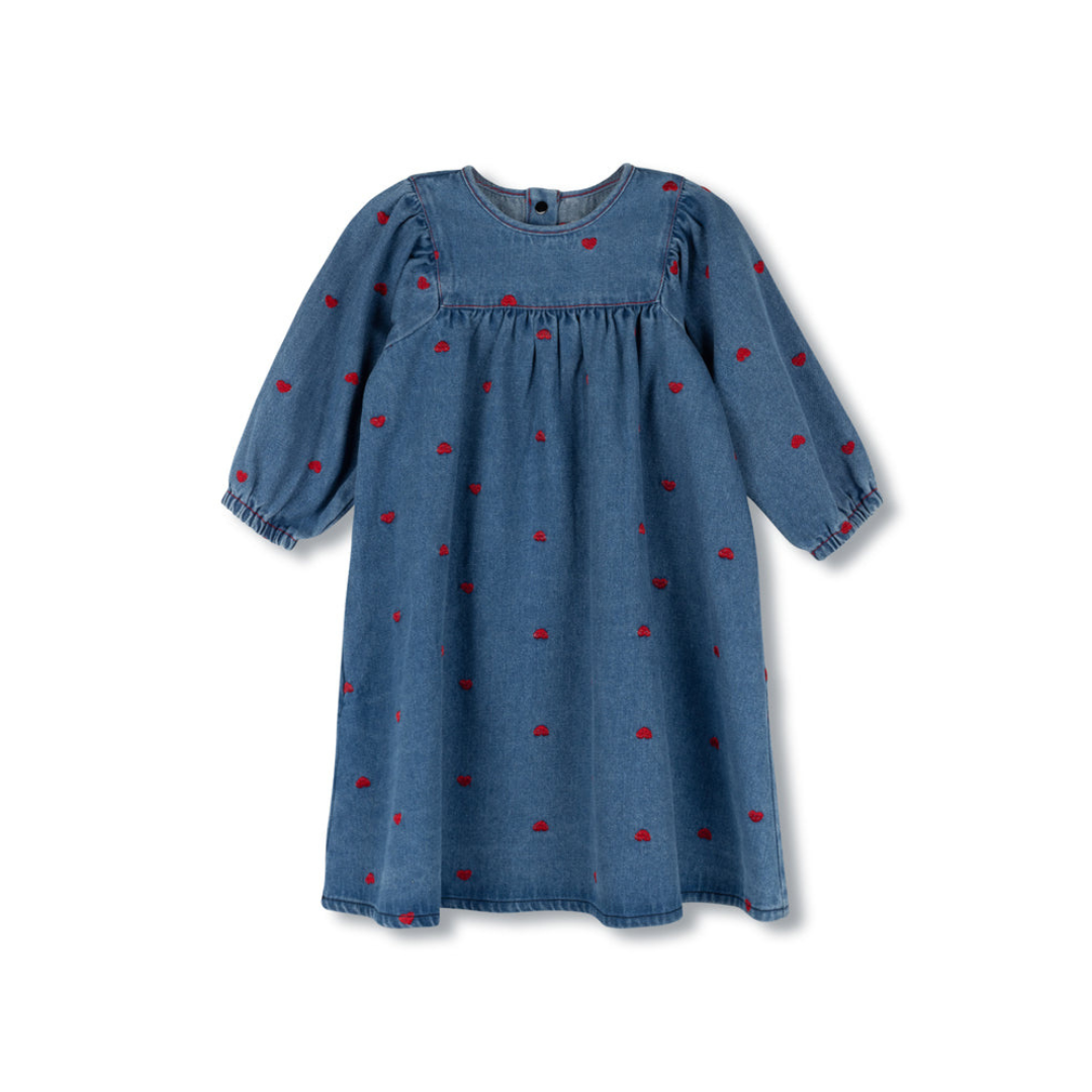 Hello Yellow Chambray Denim Heart Dress - C-23681