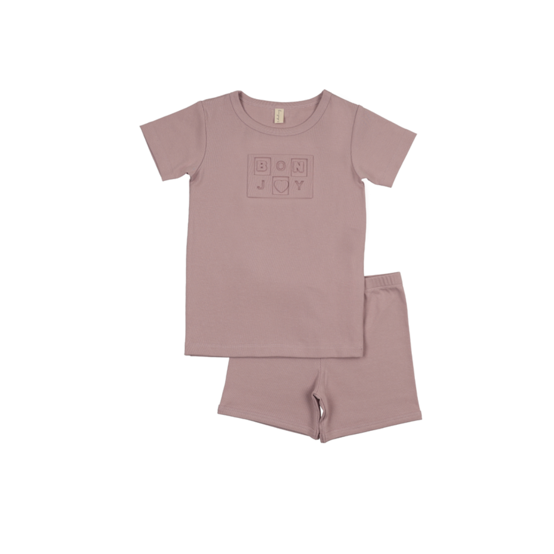 Bonjoy Embossed Bonjoy Short Sleeve Lounge Set - BLSS25040SS