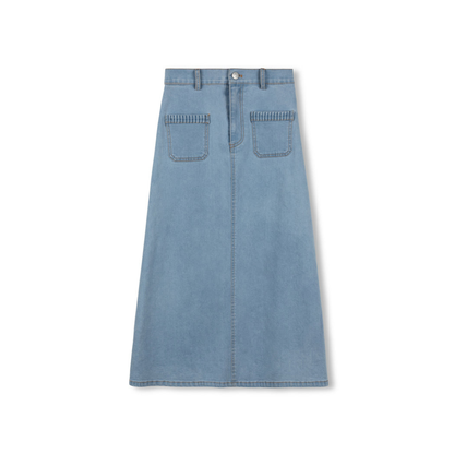 Vibe Stitch Pocket Trim Denim Skirt - C-24709