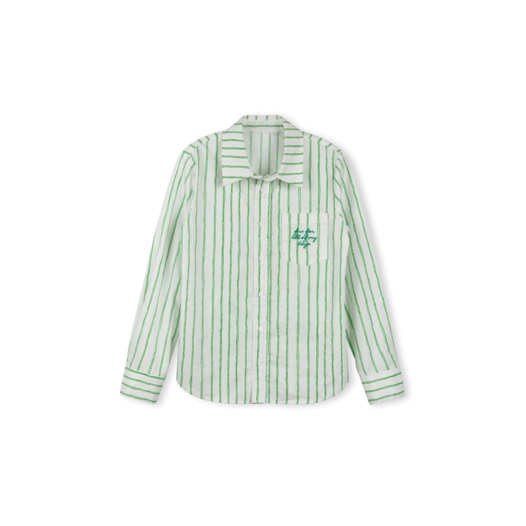 Vibe Sketch Pinstriped Embroidered Blouse - C-23826