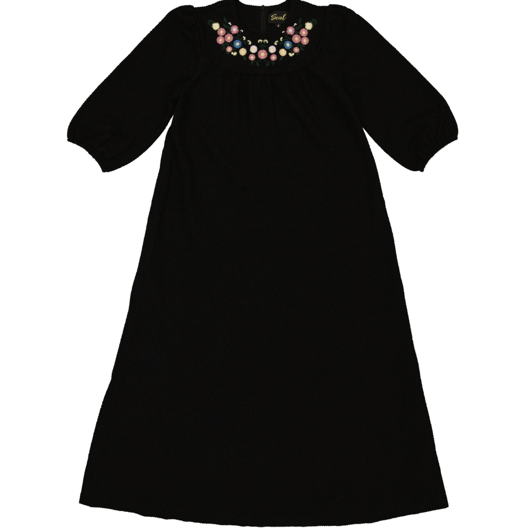 Seal Seersucker Robe With Embroidery - SB6CY2902D