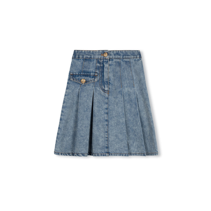 Cabana Single Pocket Denim Pleated Skirt - C-23708