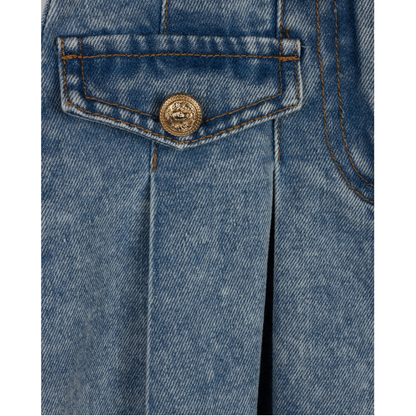 Cabana Single Pocket Denim Pleated Skirt - C-23708