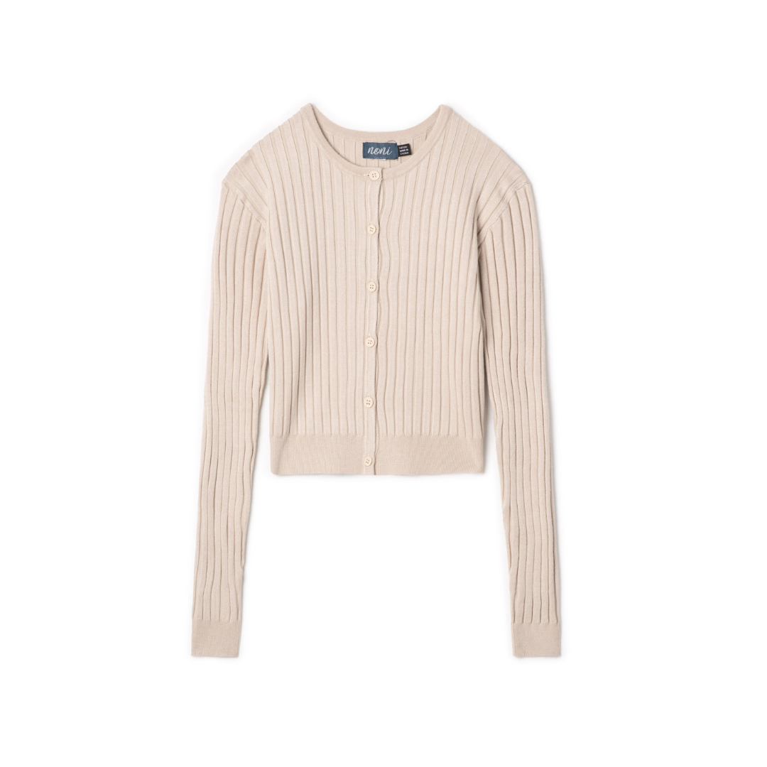 Noni Pleated Wide Rib Cropped Knit Cardigan - ASCYT2193T