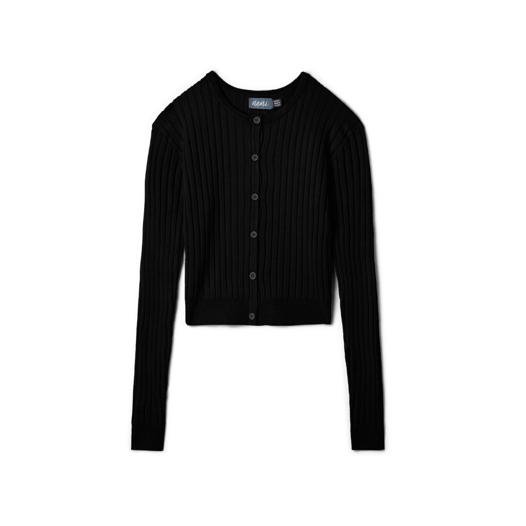 Noni Pleated Wide Rib Cropped Knit Cardigan - ASCYT2193T