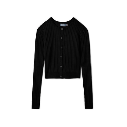 Noni Pleated Wide Rib Cropped Knit Cardigan - ASCYT2193T