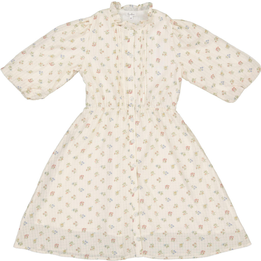 Bonjoy Green Floral 3/4 Sleeve Dress - BTSS26015D