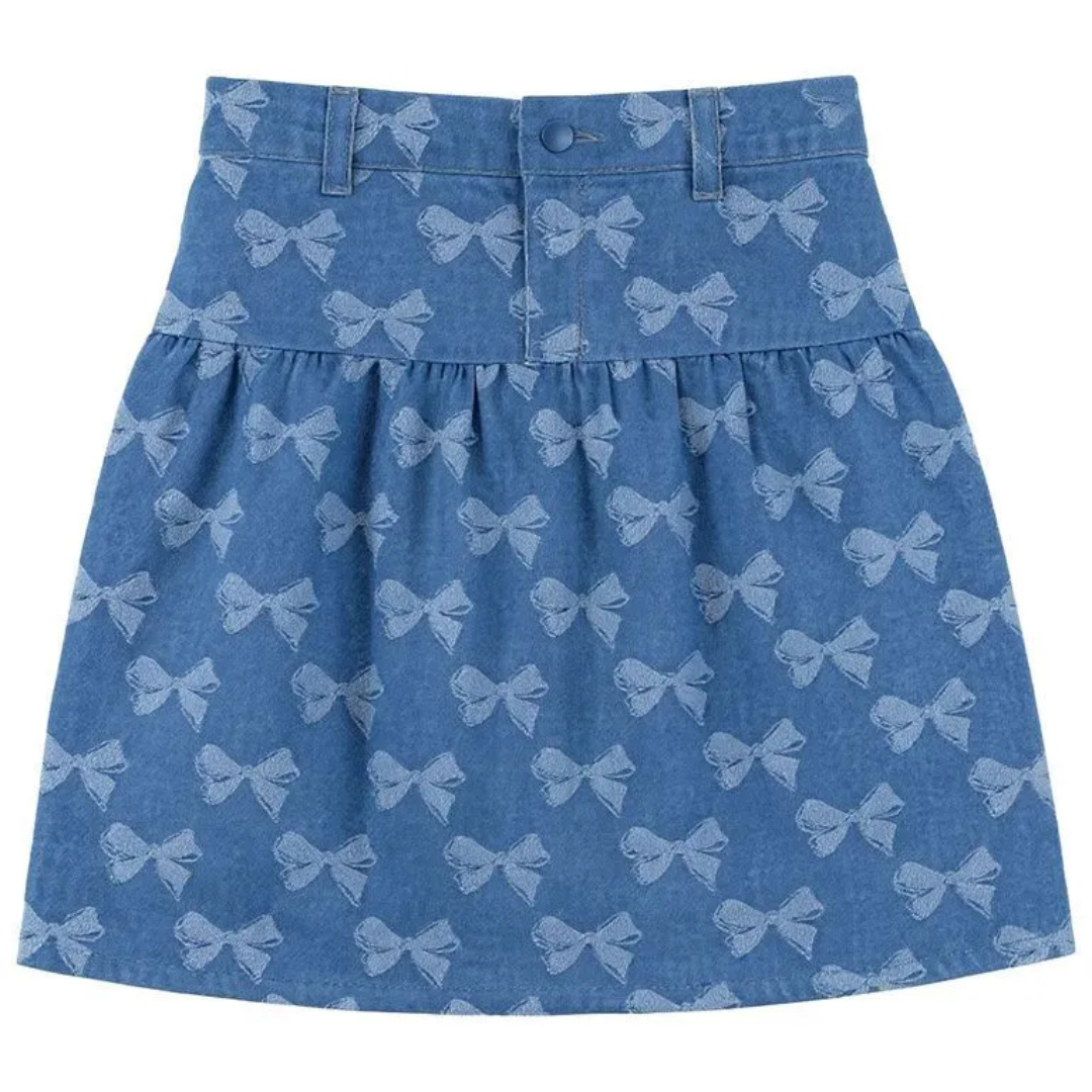 Puddles Bow Printed Denim Skirt - SB6CY2852S