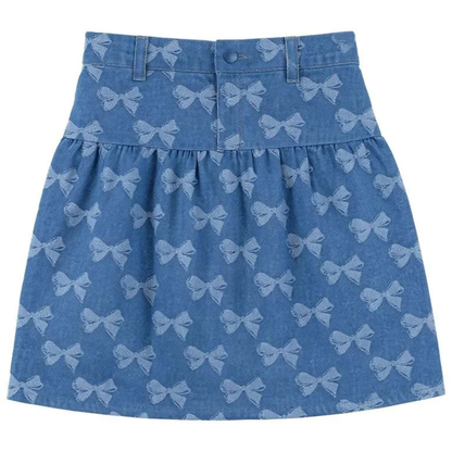 Puddles Bow Printed Denim Skirt - SB6CY2852S
