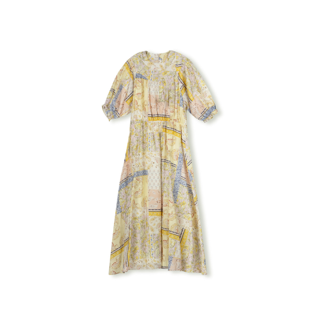 Minimal Floral Paisley Printed Waisted Dress - C-24082