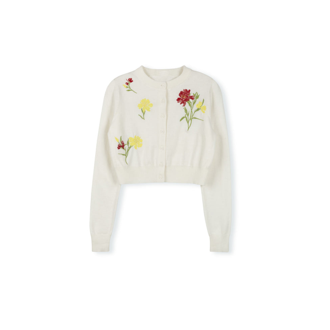 Minimal Yanny Floral Knit Cardigan - C-24495