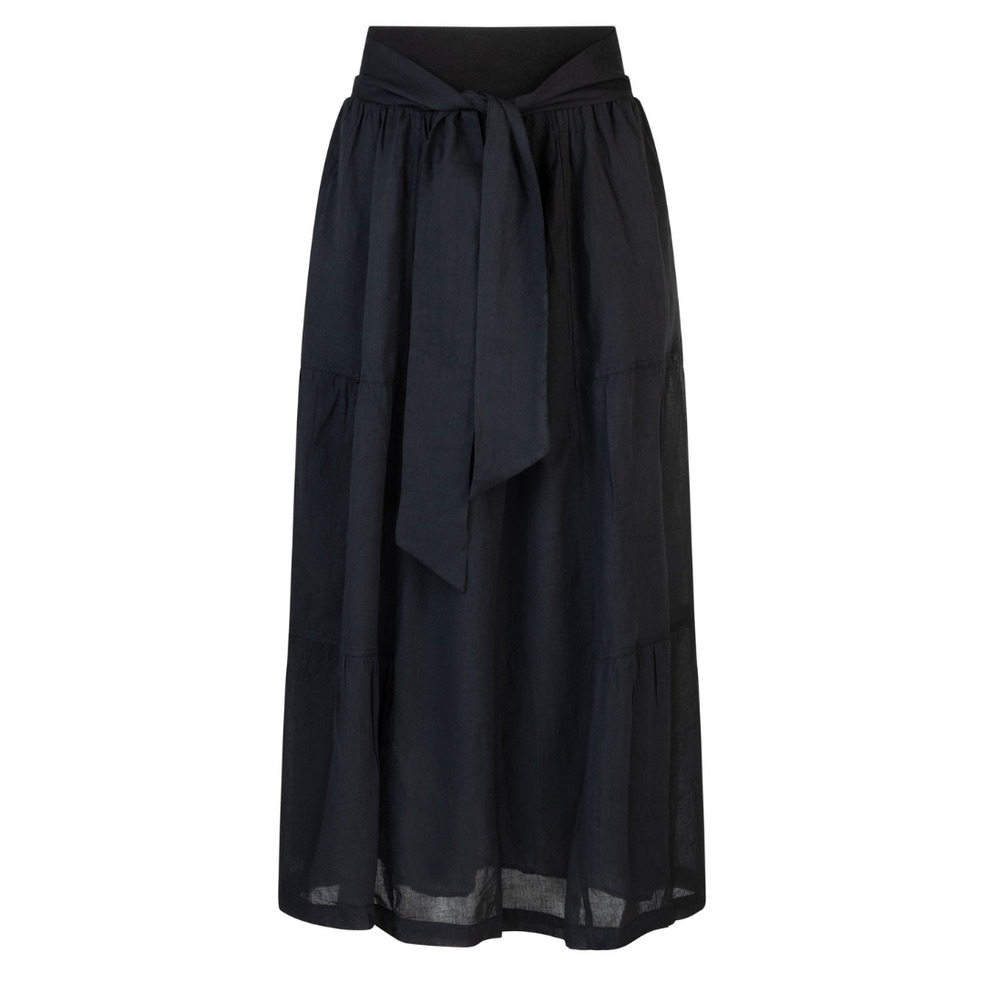 FYI Long Tiered Skirt With Self Belt - SB4CPT5103SK
