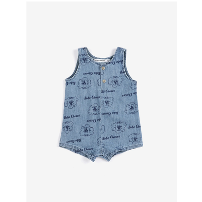 Bobo Choses Pickles The Dog All Over Denim Romper - B126AB078