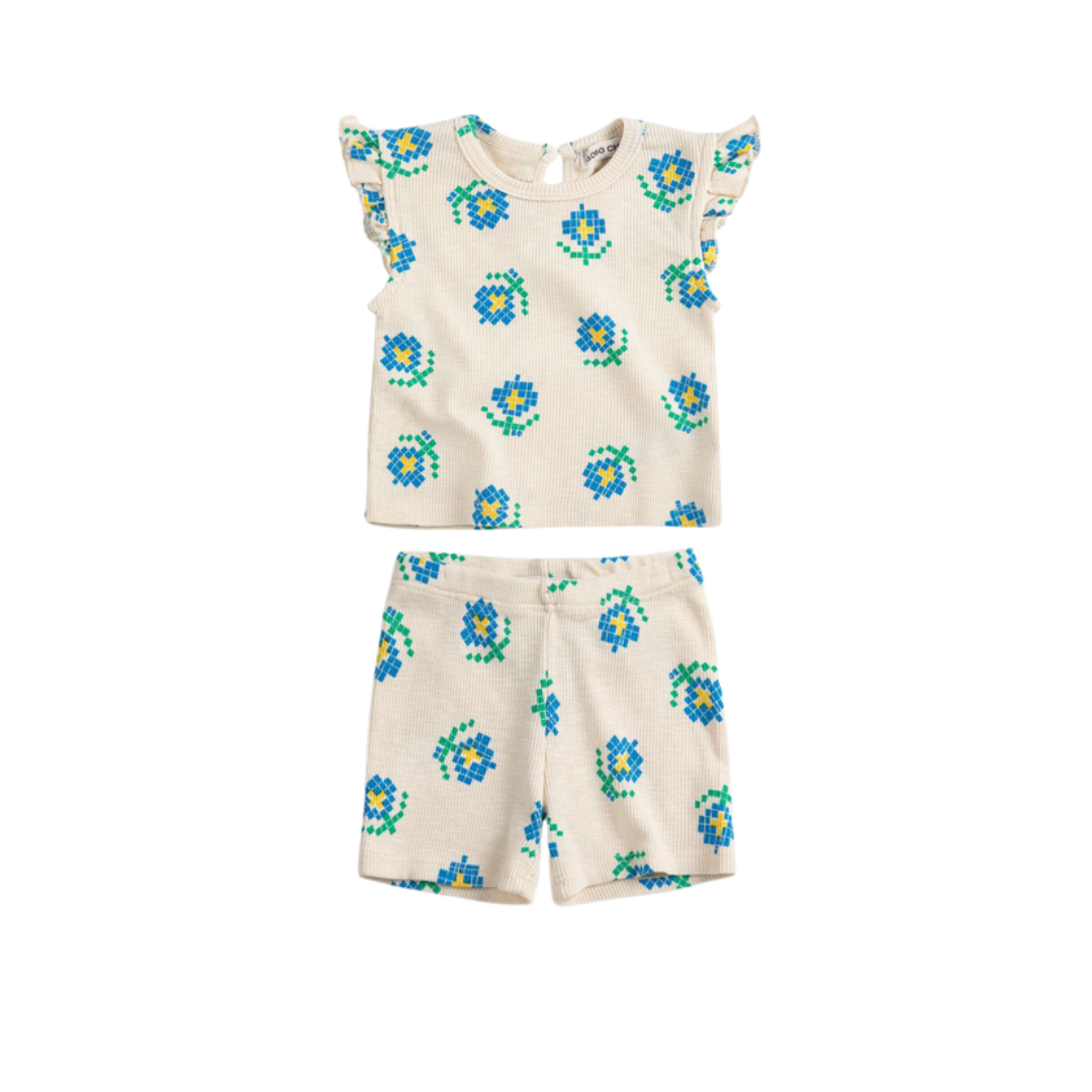 Bobo Choses Pixel Flowers All Over Shorts Set - B126AB023-SET