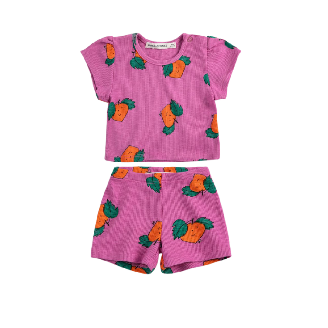 Bobo Choses Tangerine All Over Shorts Set - B126AB022-SET