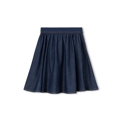 Hello Yellow Denim Wide Elastic Band Skirt - C-21860
