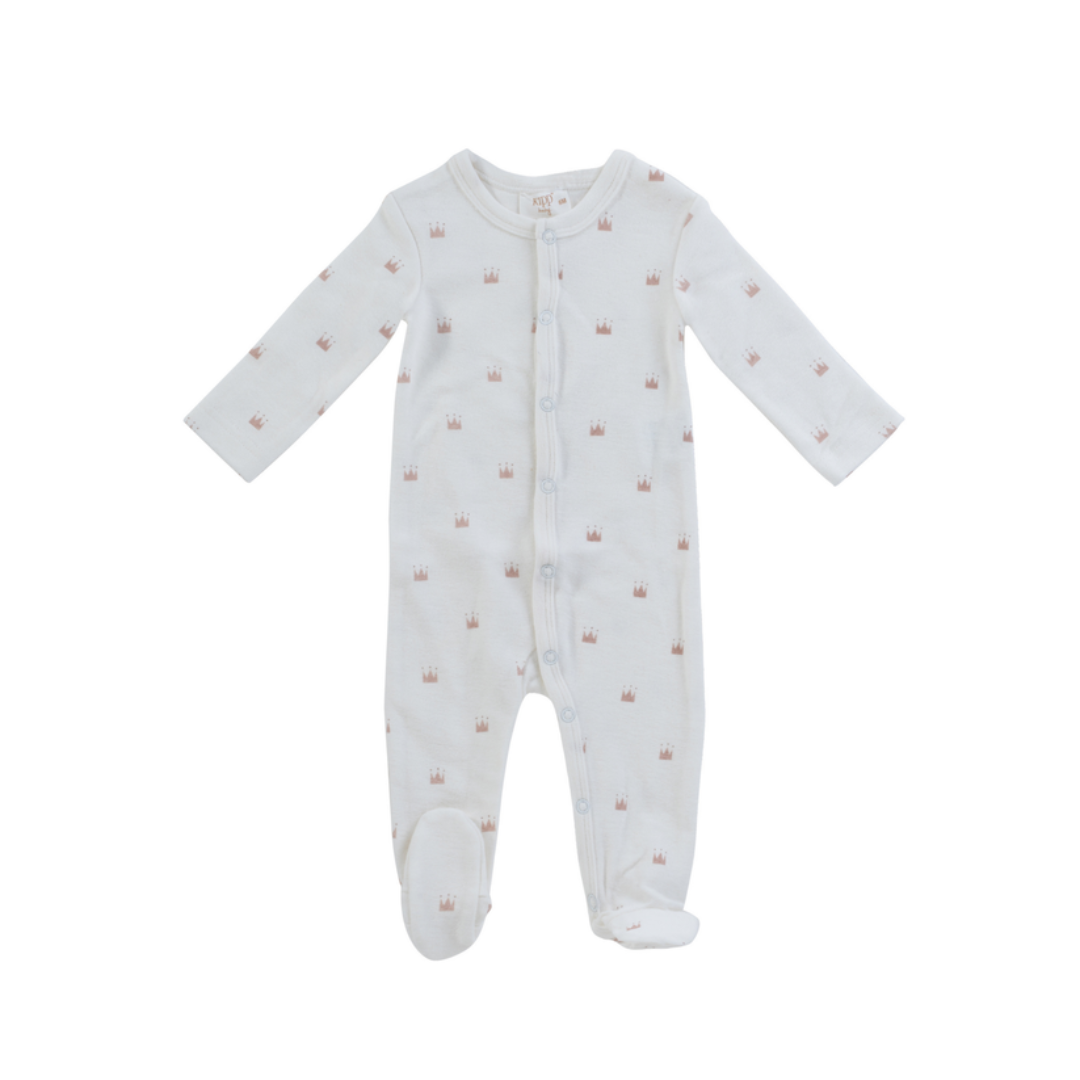 Kipp Baby Little Crown Pattern Terry Footie - TD3307