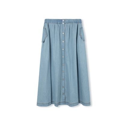 Vibe Chambray Flowy Maxi Pocket Skirt - C-24352