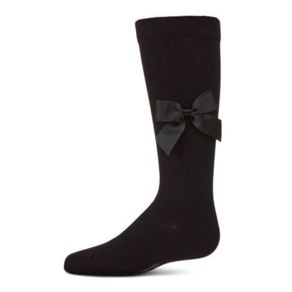 Memoi Ribbed Bow Knee High - MKF-7189
