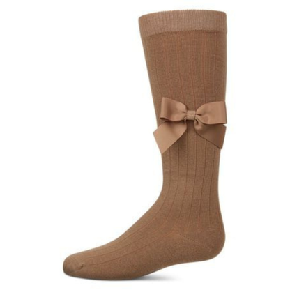 Memoi Ribbed Bow Knee High - MKF-7189