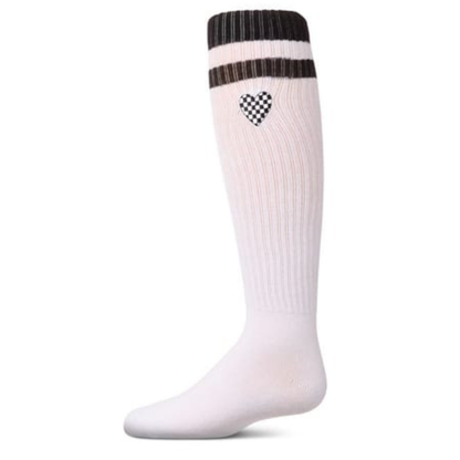 Memoi Checkered Heart Knee High - MKF-7176