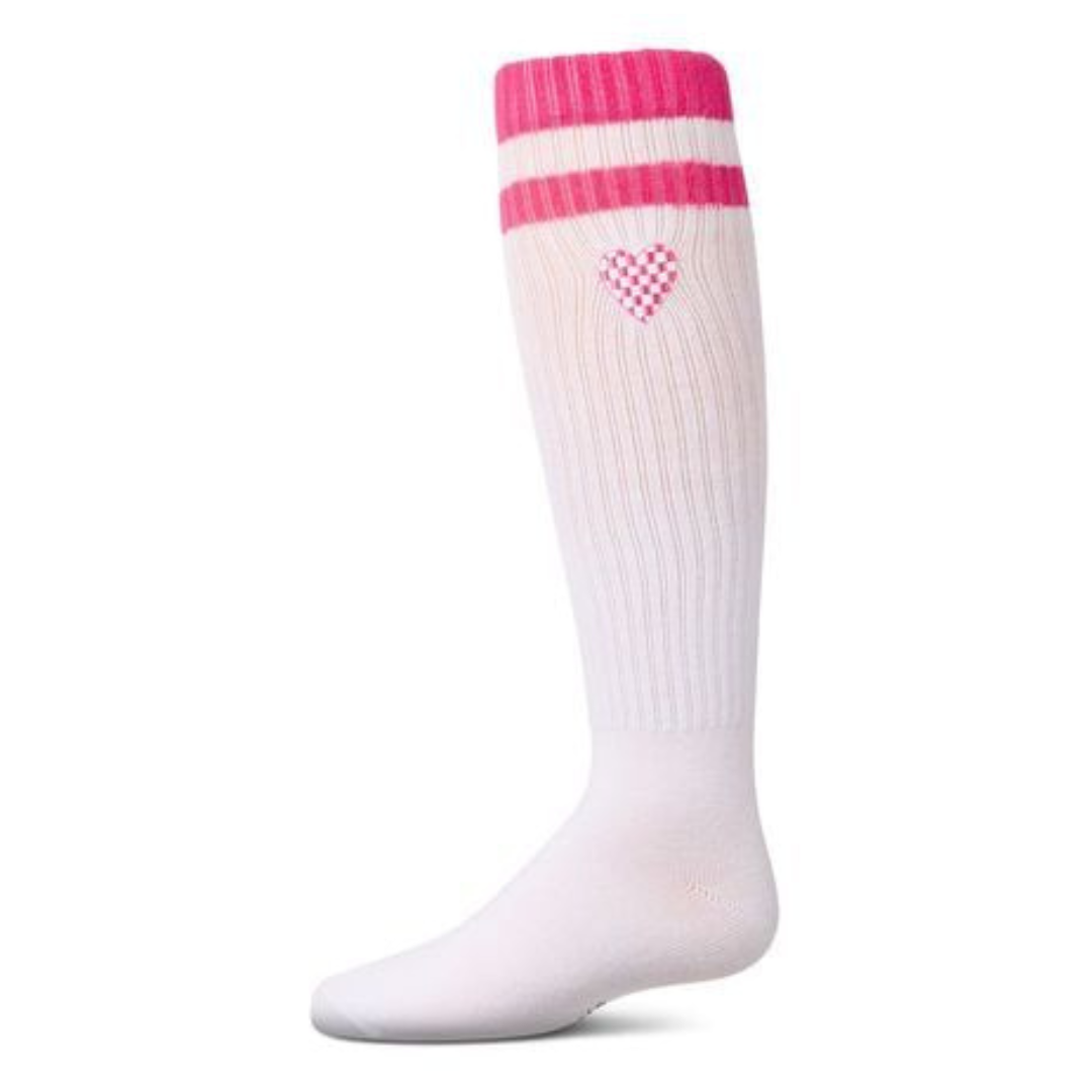 Memoi Checkered Heart Knee High - MKF-7176