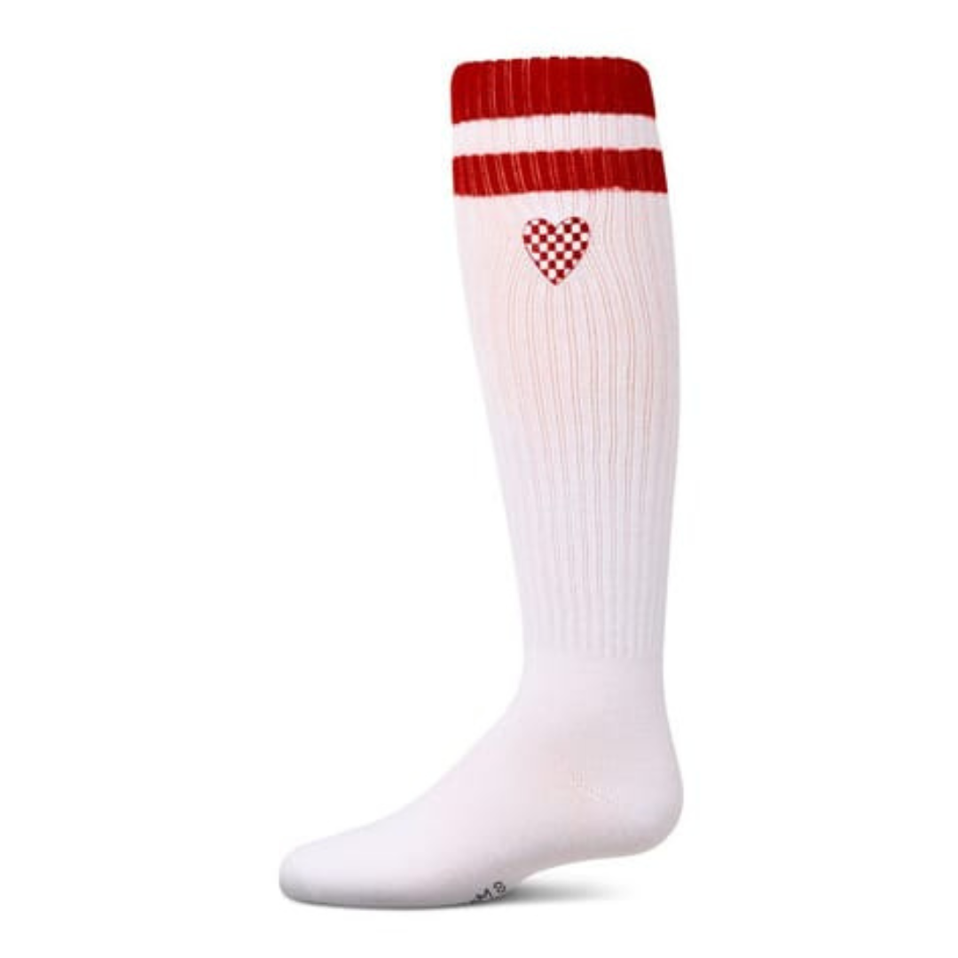 Memoi Checkered Heart Knee High - MKF-7176