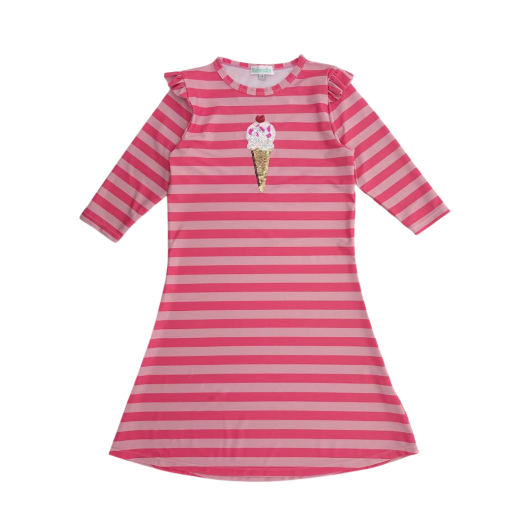 Waterwize Girls Striped Swim Dress With Sequence Ice Cream - BVS2509