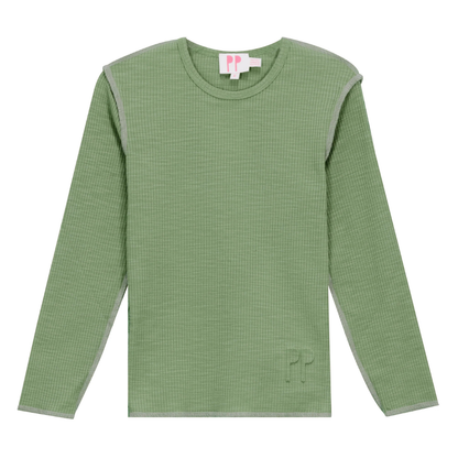 Pinky Promise Heather Rib T Shirt W/ Outside Overlock Edge Finish - SB5CY2549