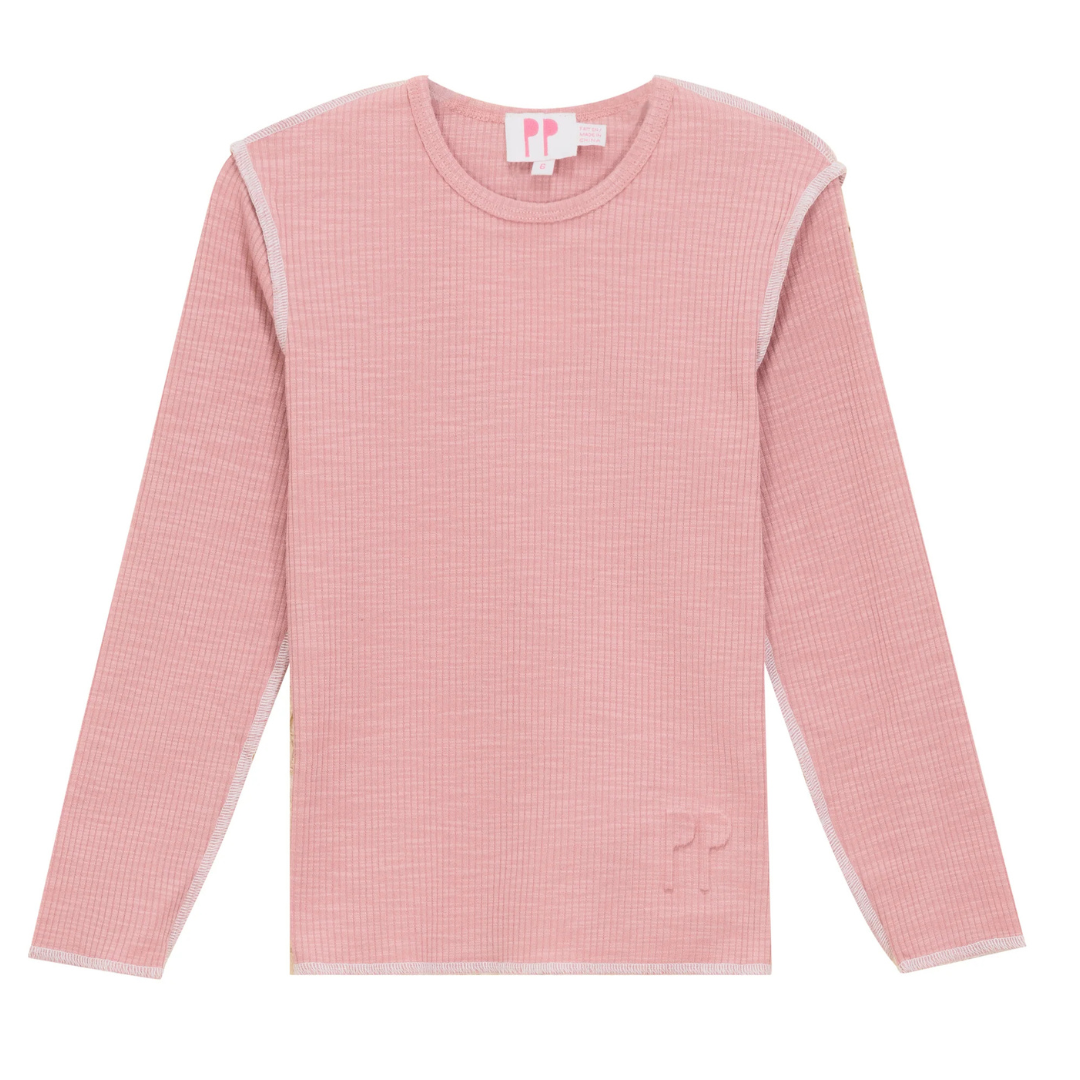Pinky Promise Heather Rib T Shirt W/ Outside Overlock Edge Finish - SB5CY2549