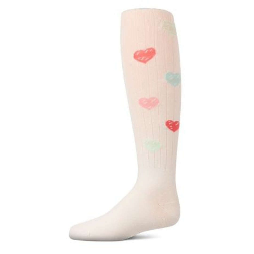 Memoi Multi Heart Graffiti Cotton Tights - MKF-4071