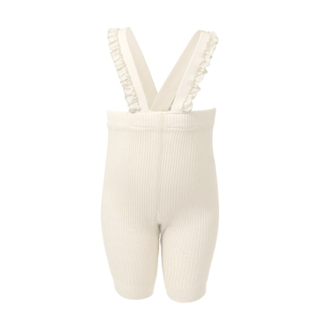 Zubii Ribbed Ruffle Overalls Short - Z951