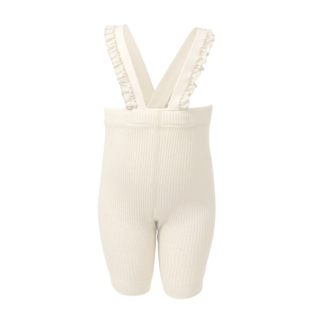 Zubii Ribbed Ruffle Overalls Short - Z951