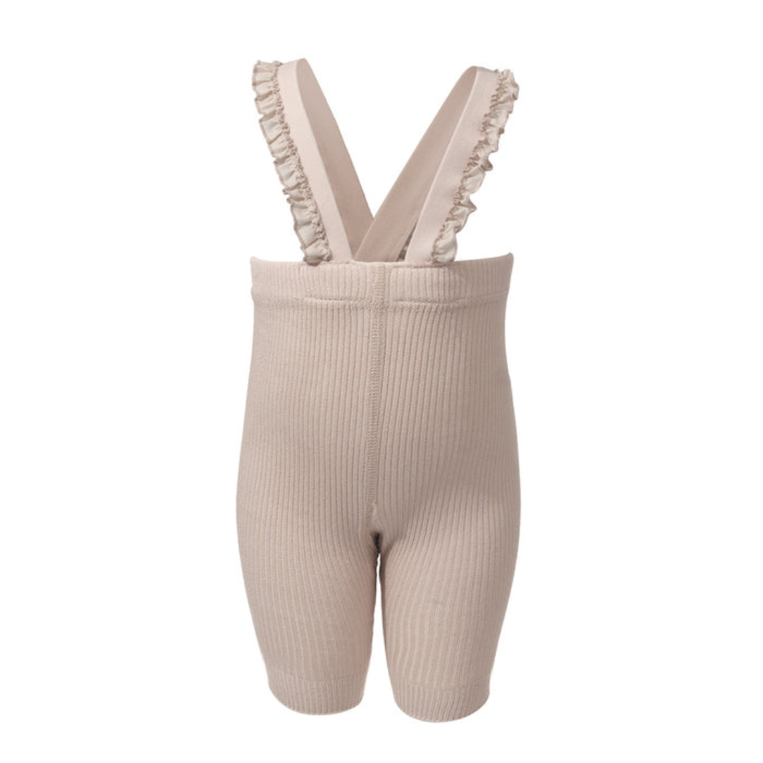 Zubii Ribbed Ruffle Overalls Short - Z951