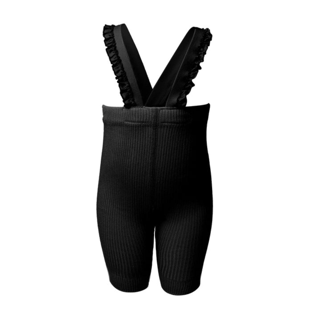 Zubii Ribbed Ruffle Overalls Short - Z951