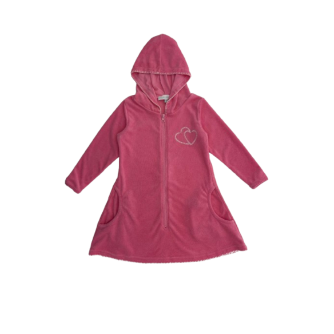 Waterwize Girls Coral Terry Robe With Embroidered Heart - BVS2511