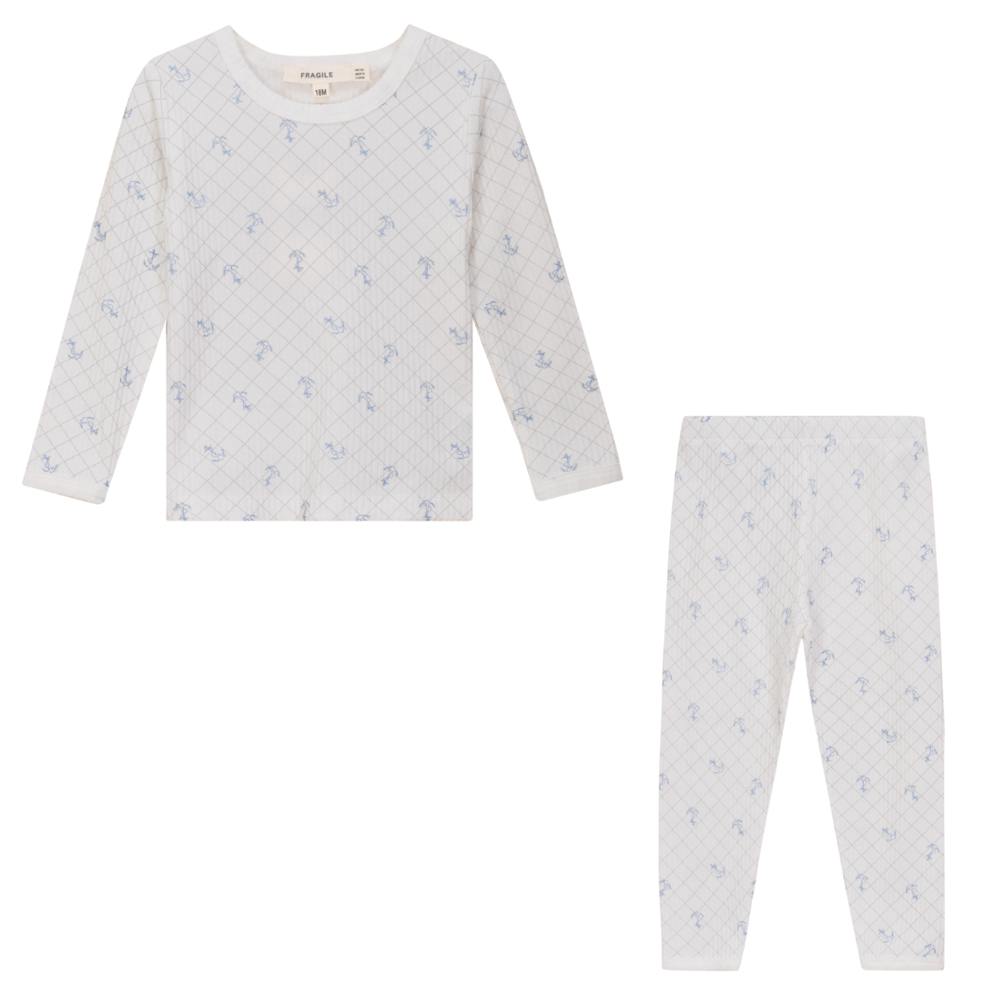 Fragile Soft Rib With Mesh Print Long Set - SB5CP7116E