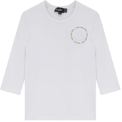 Puddles Fine Rib Girl T Shirt With Smiley Embroidery - SB5CY2551