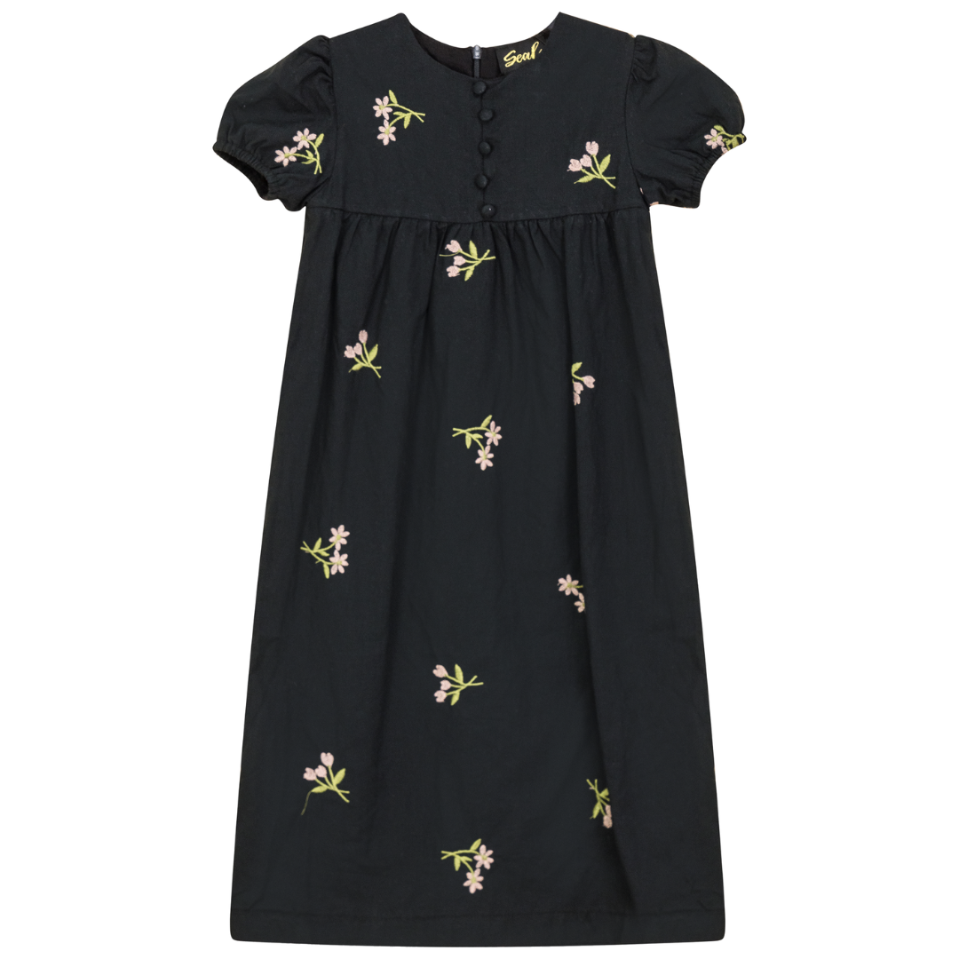 Seal Girls Woven Embroidered Floral Robe 3/4 Sleeve - SB5CY2637