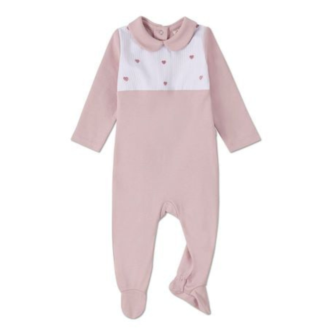 MiniMoi Petite Hearts Pintuck Footie - IAA09277